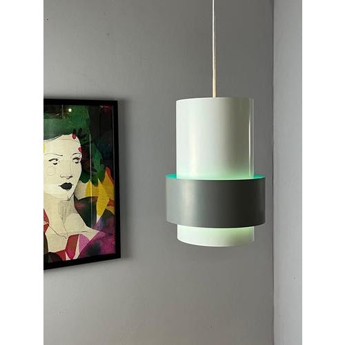White, Grey, and Turquoise Pendant Lamp by Jo Hammerborg for Fog & Mørup For Sale - Image 3 of 11