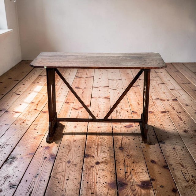 Brown Antique Rustic Italian Fratino Trestle Table C. Late 19th Century For Sale - Image 8 of 9