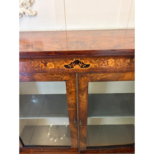 Antique Victorian Figured Burr Walnut & Marquetry Inlaid Display Cabinet, 1860s For Sale - Image 16 of 17
