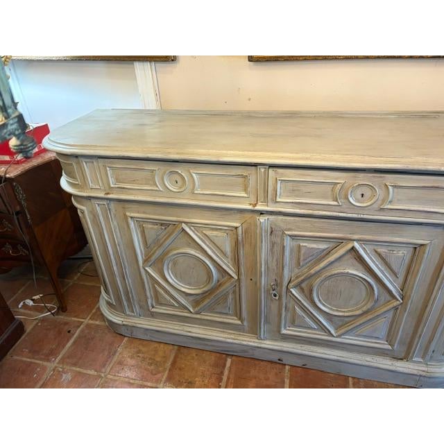 Wood 80 Long Antique French Buffet ~ Enfilade ~ Credenza Painted Finish For Sale - Image 7 of 8