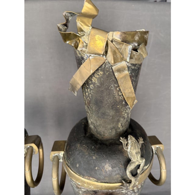 1910s Italian Liberty Metal Vases with Reptiles, 1915-1935, Set of 2 For Sale - Image 5 of 12