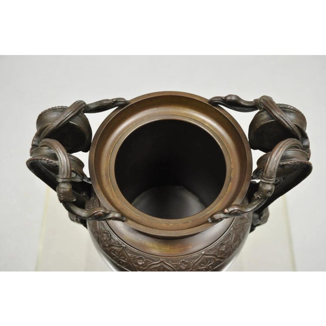 19th C Alfred Daubree French Neoclassical Bronze Figural Urn Vase With Lions For Sale - Image 13 of 16