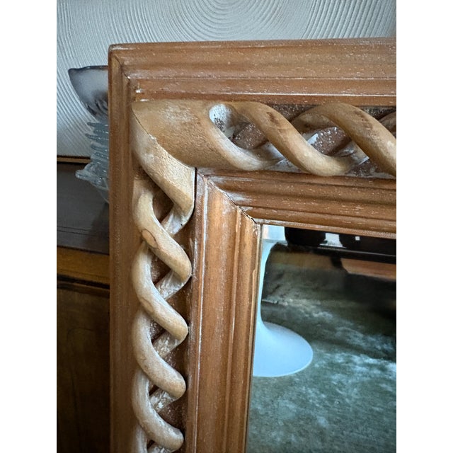 Large Italian Mid Century Braided Twist Wood Mirror For Sale In Chicago - Image 6 of 6