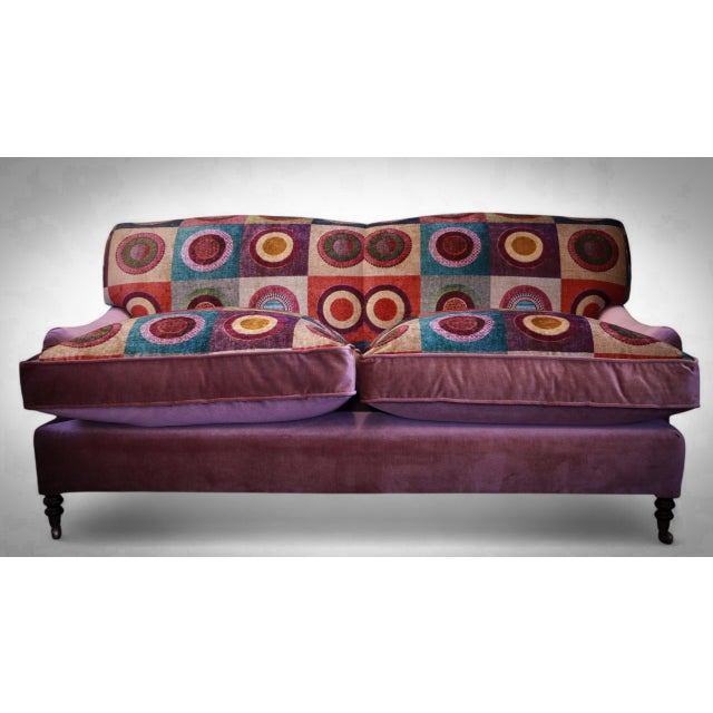 Set of 2-Seater Sofa and Ottoman in Mulberry Mohair Upholstery from George Smith, 2010s For Sale - Image 3 of 17