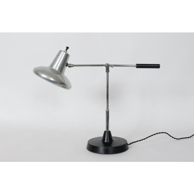 Metal Articulating Chrome & Black Enamel Desk Lamp with Aluminum Shade, Circa 1960's For Sale - Image 7 of 12