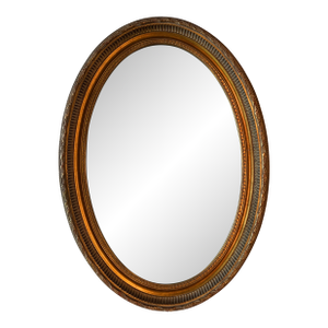 French Louis XVI Style Gold Oval Wall Mirror