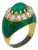 Vintage 1.50 Carat Emerald Diamond 18k Yellow Gold and Enamel Cluster Ring, Size 4 For Sale