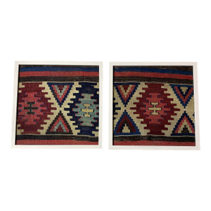 Pair of 19 Century Handwoven Antique Textile Wall Hanging