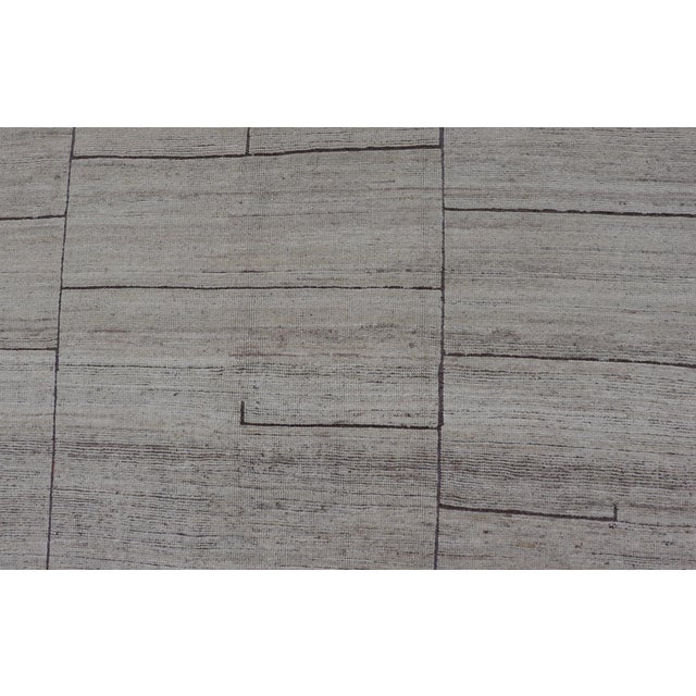 Casual Modern Design Rug in White and Brown Tones and Subdued Design 9'4 X 11'9 For Sale - Image 10 of 12