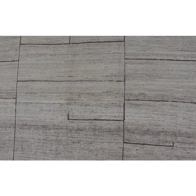 Modern Design Rug in White and Brown Tones by Keivan Woven Arts 9'4 X 11'9 For Sale - Image 10 of 12