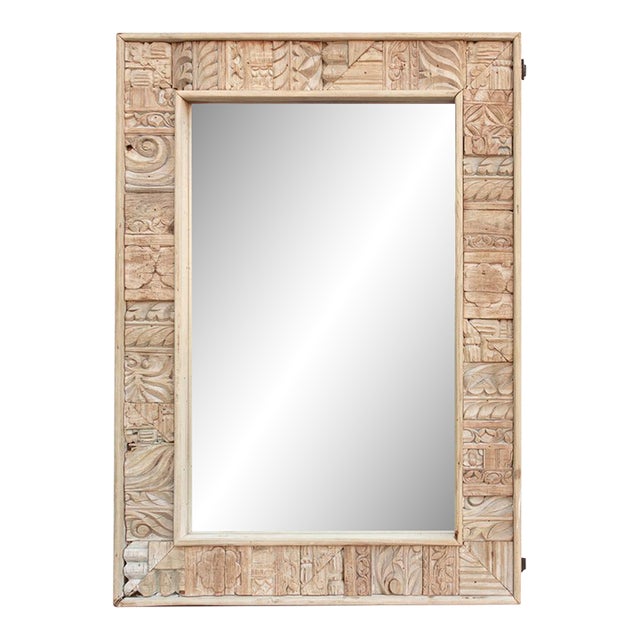 Rustic Bohemian Bleached Wood Mirror For Sale