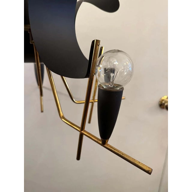 Black Vintage Italian 5-Light Black Metal & Brass Chandelier For Sale - Image 8 of 13