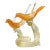 Murano Vintage Orange Gold Flecks Bullicante Technique Italian Art Glass Birds Branch Sculpture For Sale