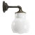 Vintage Industrial White Porcelain Opaline Milk Glass Brass Wall Lamp For Sale