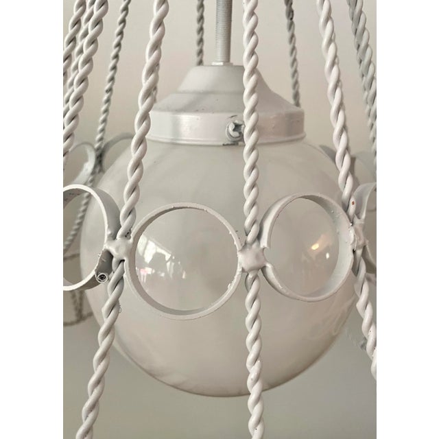 Mid-Century Modern Mid 20th Century Mid Century Modern White Twisted Metal Pendant Light For Sale - Image 3 of 13