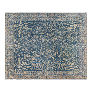 Fine Antique Indian Blue Handmade Wool Rug