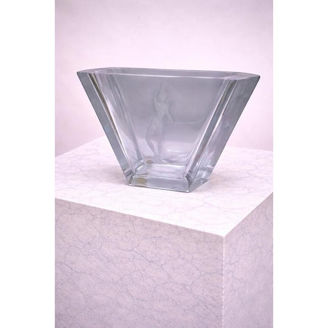 Glass Swedish Art Deco Etched Crystal Vase with Female Figure from Kosta Glasbruk, 1920s For Sale - Image 7 of 8