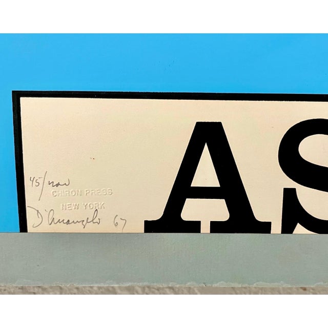 Pop Art Allan D'Arcangelo, Pop Art Aspen Road Sign D'arcangelo Silkscreen Chiron Press Vintage Art Poster, 1967 For Sale - Image 3 of 6