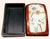 Metal Antique Chinese Red Lacquer Box Porcelain Plaque Metal Inlay C1920 For Sale - Image 7 of 18