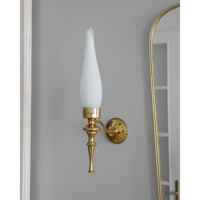 Mid-Century Modern Brass Wall Lamps, 1950s, Set of 2 For Sale - Image 3 of 7