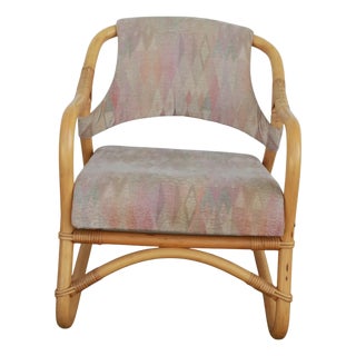 Boho Chic Upholstered Bamboo Armchairs For Sale
