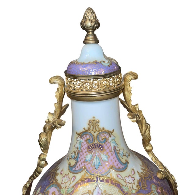 French Antique 19th Century French Sevres Porcelain & Bronze Vase. Signed Maxant. For Sale - Image 3 of 12