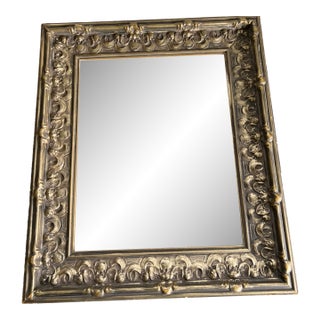Antique Pressed Wood Beveled Wall Mirror For Sale