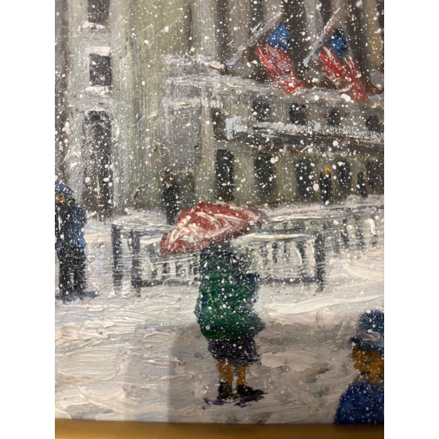 Christopher Willett, "Wall Street at Rush Hour" Oil on Masonite For Sale - Image 4 of 7