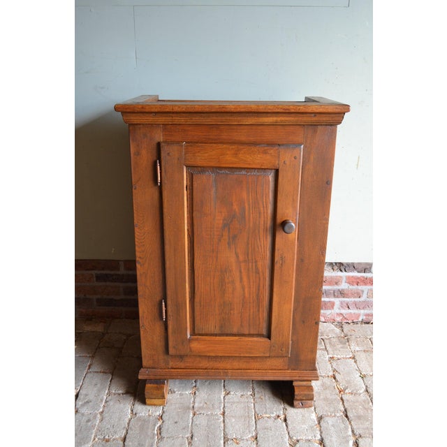 Antique Oak Wooden Spinde Cabinet For Sale - Image 8 of 10