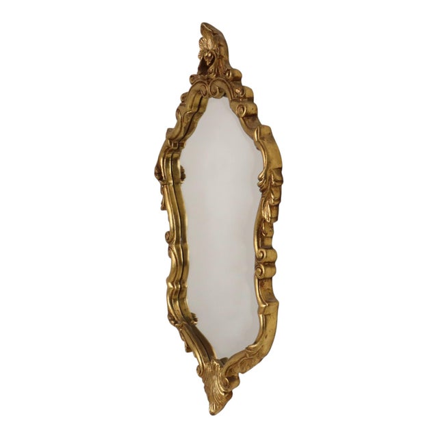 Vintage French Baroque Style Gold Crested Mirror, 1960s For Sale - Image 4 of 18