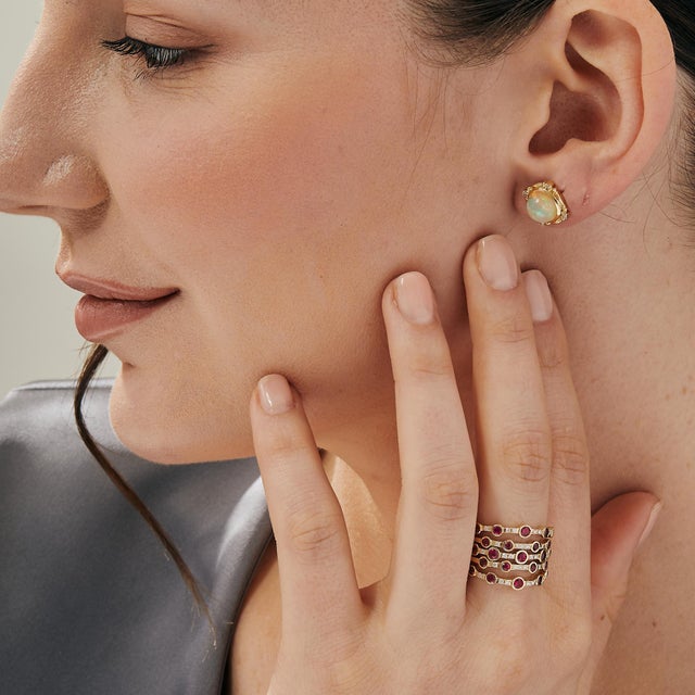 Contemporary Syna Yellow Gold Starry Night Ring with Rubies and Diamonds For Sale - Image 3 of 4