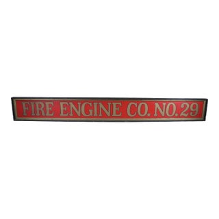 Vintage Mid 20th Century Fire Engine No. 29 Firefighter Advertising Sign For Sale