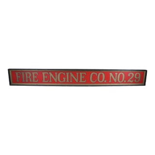 Vintage Mid 20th Century Fire Engine No. 29 Firefighter Advertising Sign For Sale