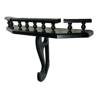 1950s Vintage Boho Chic Arts & Crafts Wood Wall Mounted Shelf, Newly Painted For Sale