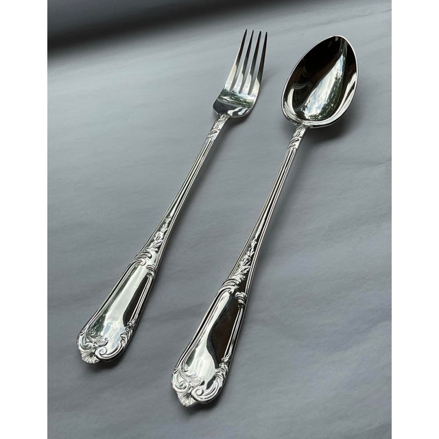 1980s A Pair of Silver Large Serving Spoon & Fork, La Regence For Sale - Image 12 of 14