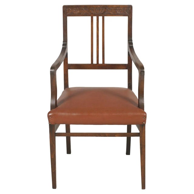 Late 19th century beautiful and refined Provençal armchairs, Art Nouveau, hand carved walnut, restored and wax polished....