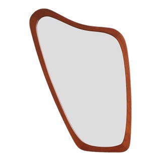 Atomic Asymmetrical Teak Framed Wall Mirror For Sale