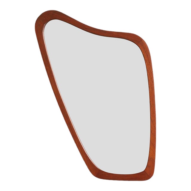 Atomic Asymmetrical Teak Framed Wall Mirror For Sale