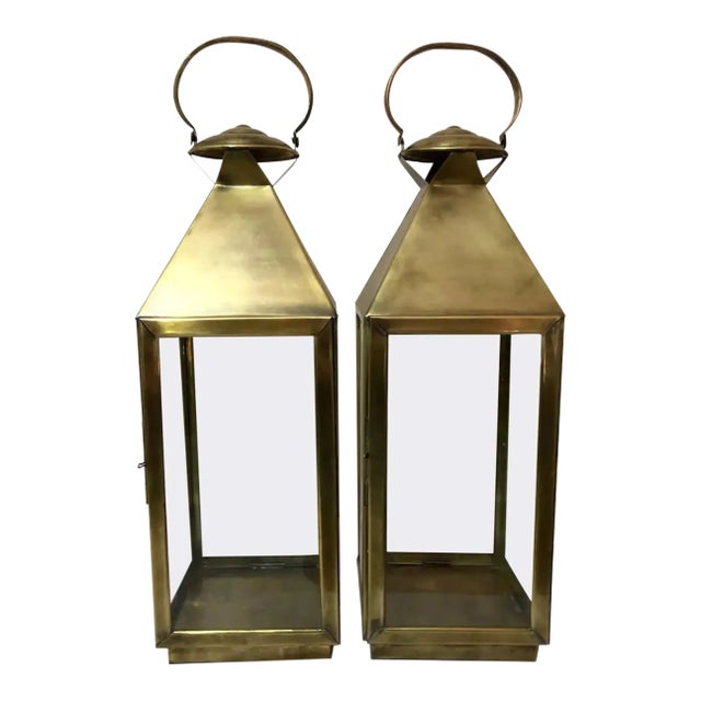 Brass Lantern or Candleholder for Garden or Indoor, a Pair For Sale