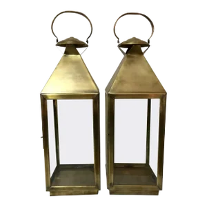 Brass Lantern or Candleholder for Garden or Indoor, a Pair