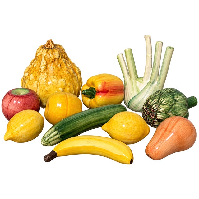 Italian Ceramic Fruit and Vegetables, 11 PCS For Sale In Los Angeles - Image 6 of 6