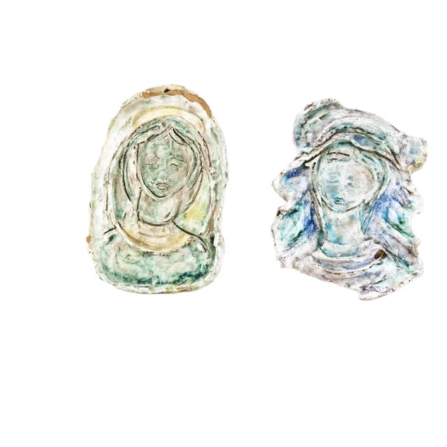 French Terracotta Bas Relief, 1950s, Set of 2 For Sale