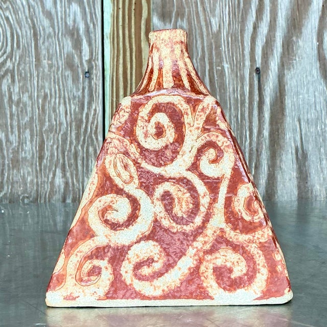Late 20th Century Vintage Boho Studio Pottery Vase For Sale - Image 5 of 9