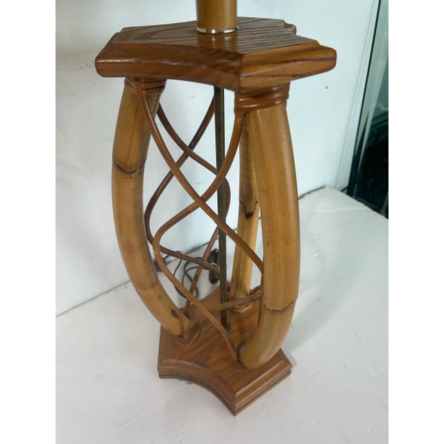 70s Rattan Lamp With Twist Detail For Sale - Image 4 of 6