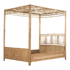 Chinese Chippendale Fretwork Rattan Queen Bedframe