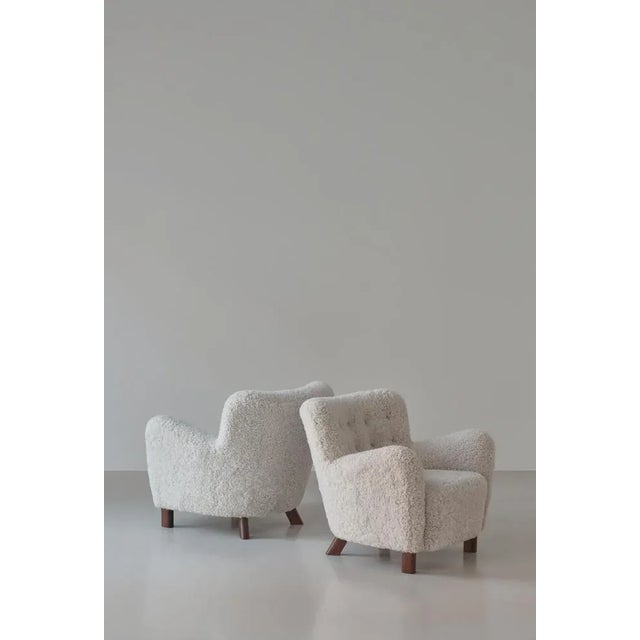 Scandinavian Modern Model FH-1669 Easy Chairs in Sheepskin by Fritz Hansen, 1940s, Set of 2 For Sale - Image 6 of 18
