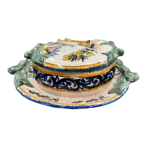 Early 20th Century French Henriot Quimper Covered Bowl