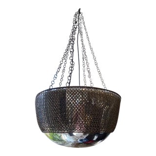 Arteriors Chainmail Mercury Glass Pendant Light Fixture by Laura Kirar For Sale