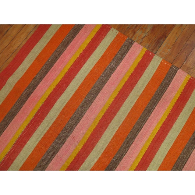 Early 20th Century Vintage Turkish Striped Kilim - 6'3" x 9'3" For Sale - Image 5 of 6