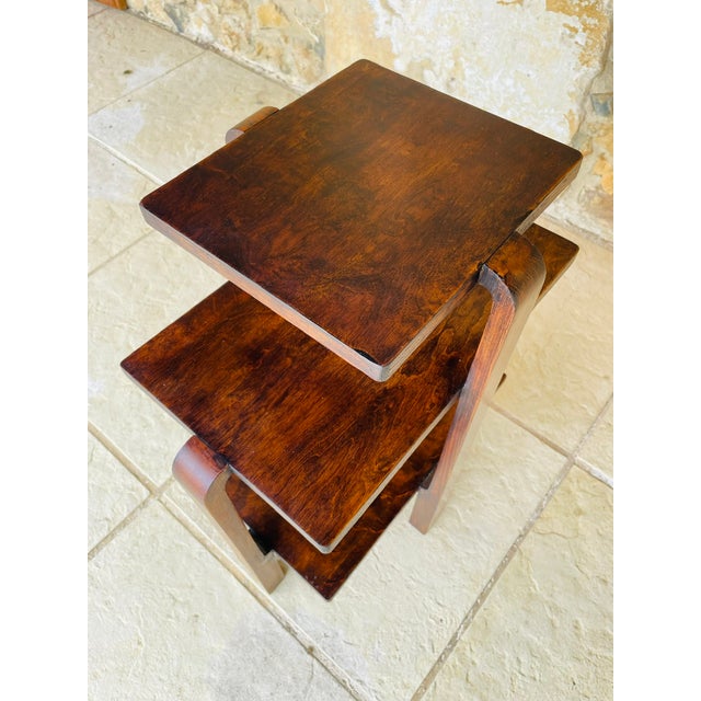 Art Deco Walnut Three-Tiered Side Table, 1938 For Sale - Image 15 of 18
